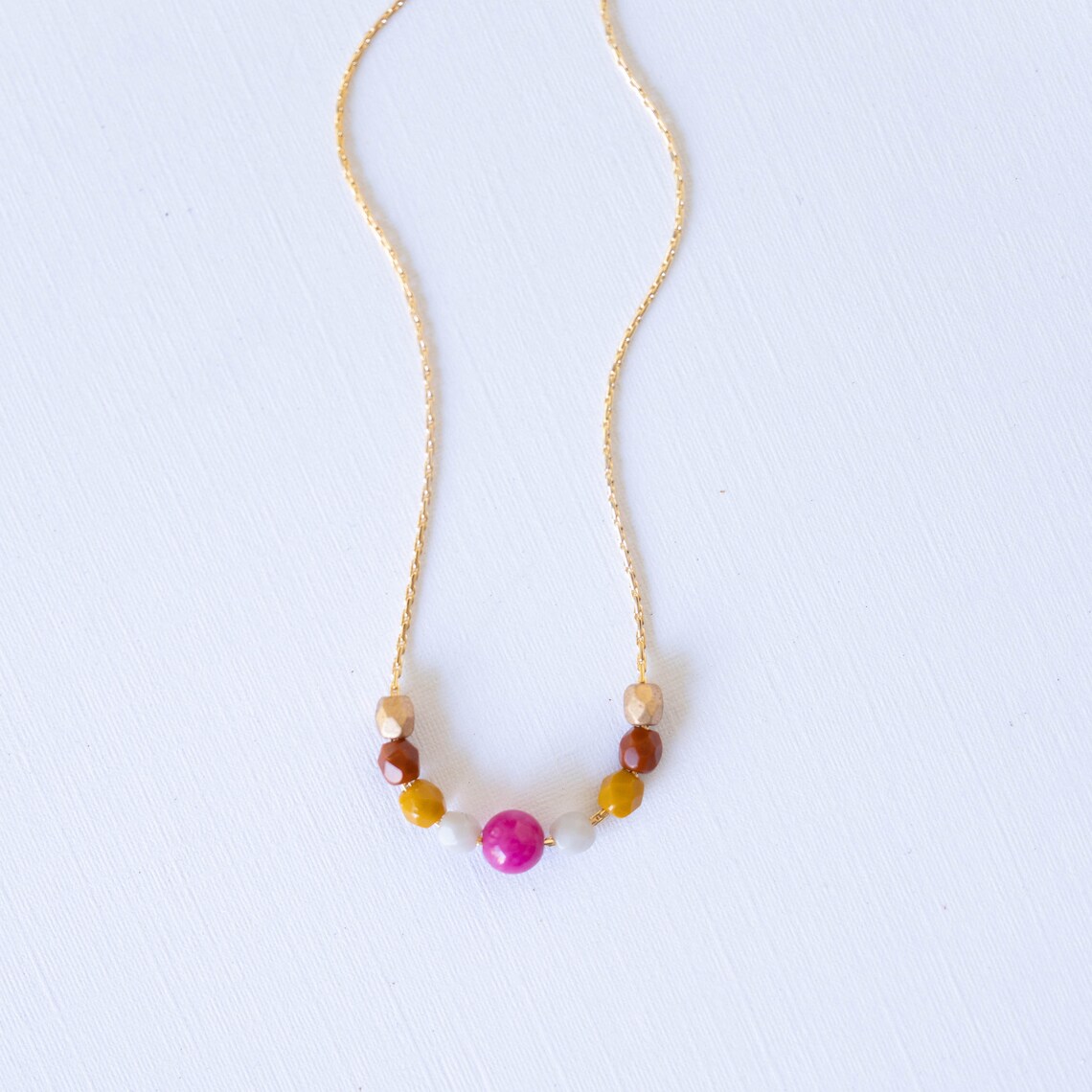 Dainty Bead Necklace Tiny Bead Necklace Simple Colorful Etsy