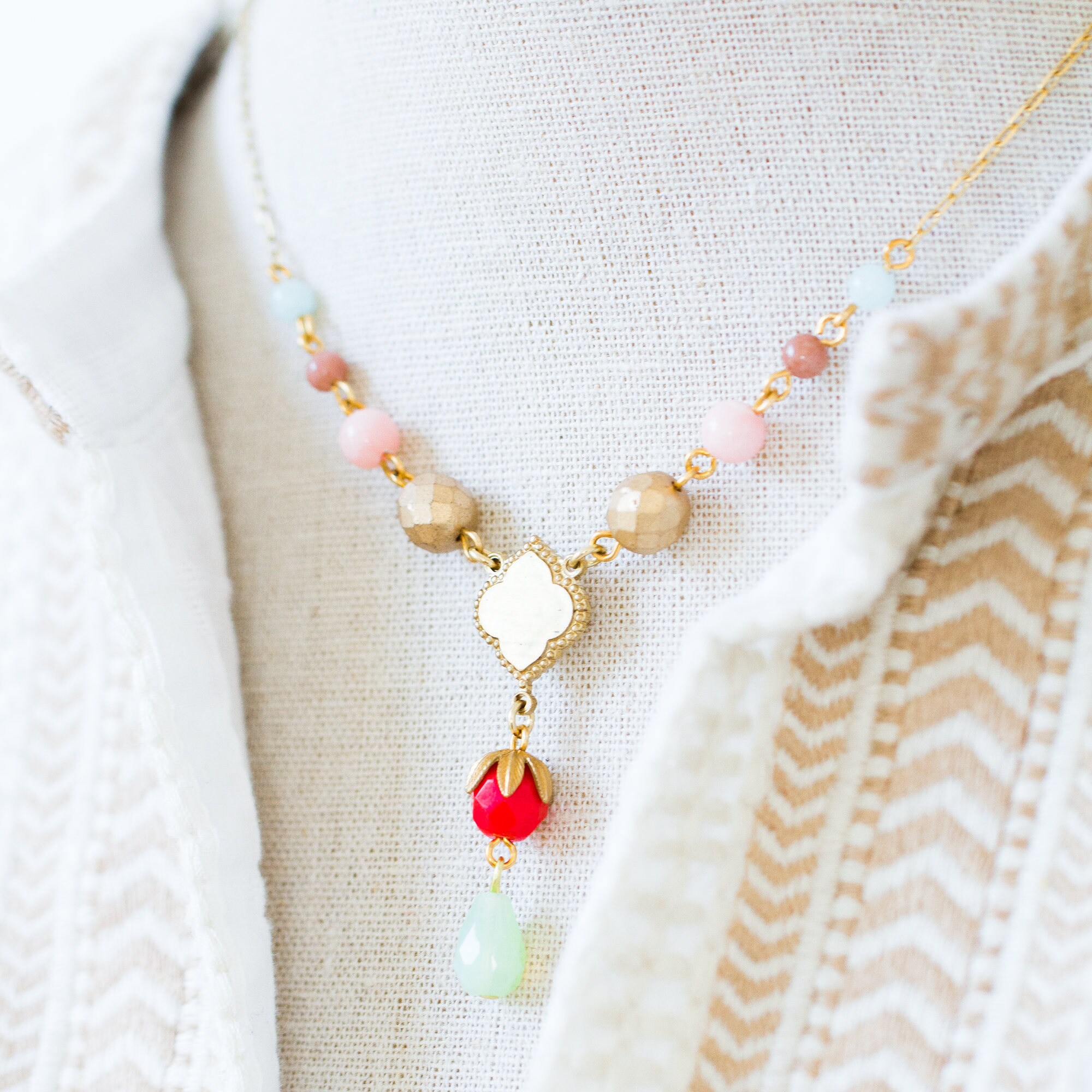Colorful Bead Necklace Colorful Necklace Beaded Necklace Etsy