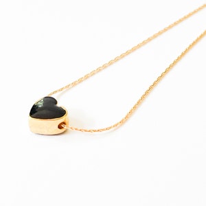 Black Heart Necklace,Heart Necklace, small black heart necklace, Gold filled necklace, gold filled heart necklace, Little heart necklace image 3