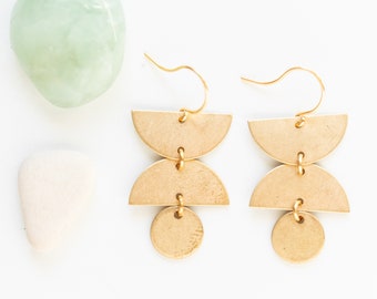 Little Brass earrings, Small geometric earrings, Minimalist earrings, Gold triangle earrings, Geometric earrings, Simple earrings