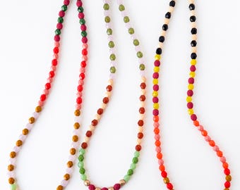 Czech Glass Bead Necklace, Multicolor Beaded Necklace