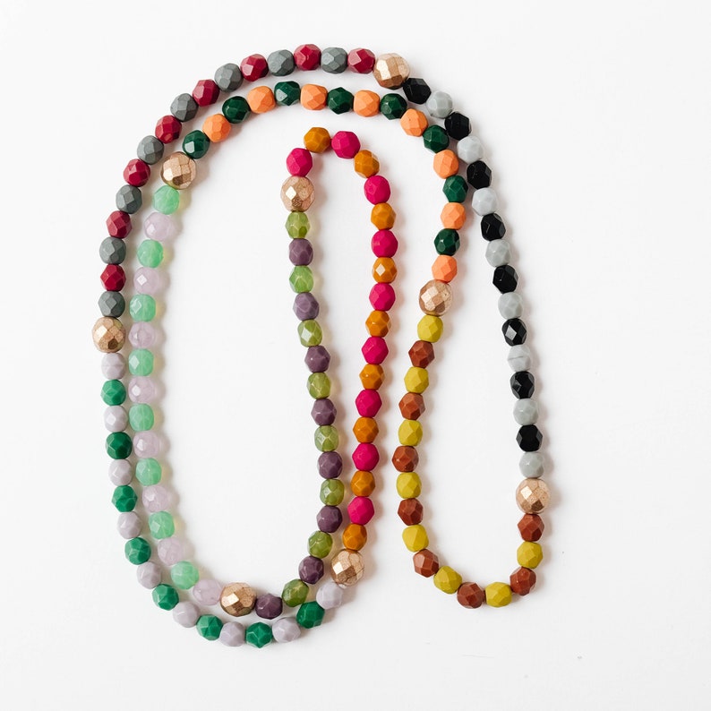Lange Perlenkette, Bunte Perlenkette, Perlenkette, Perlen Boho Halskette, Multi Color Perlenkette, Geschenk für Frau Bild 3
