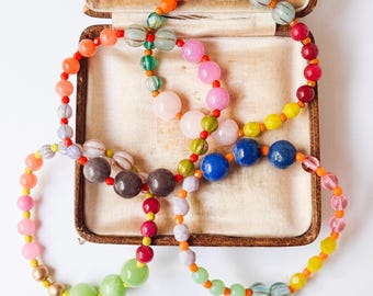 Colorful Handmade Beaded Bracelet, Mixed Glass Beads
