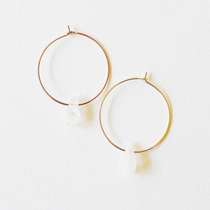 Mini Moonstone Gold Filled Hoops, Small Moonstone hoops, Moonstone earrings, Moonstone jewelry, Hoops with Moonstones, Natural Moonstones image 8