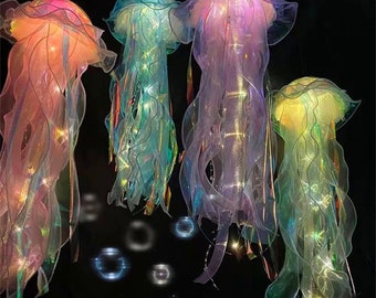 HANDMADE JELLYFISH LANTERN, Lamp ,Gaze ,Lantern , Party,  Under the sea Theme, Jellyfish, Night light, Kids Light