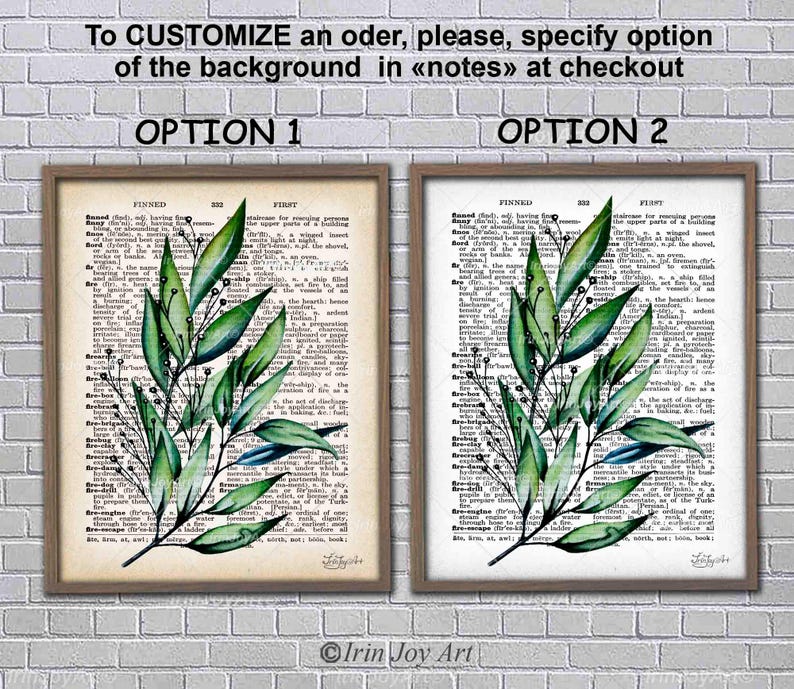 Green Abstract Eucalyptus Plant Art Print Set 2 3 4, Dictionary Old ...