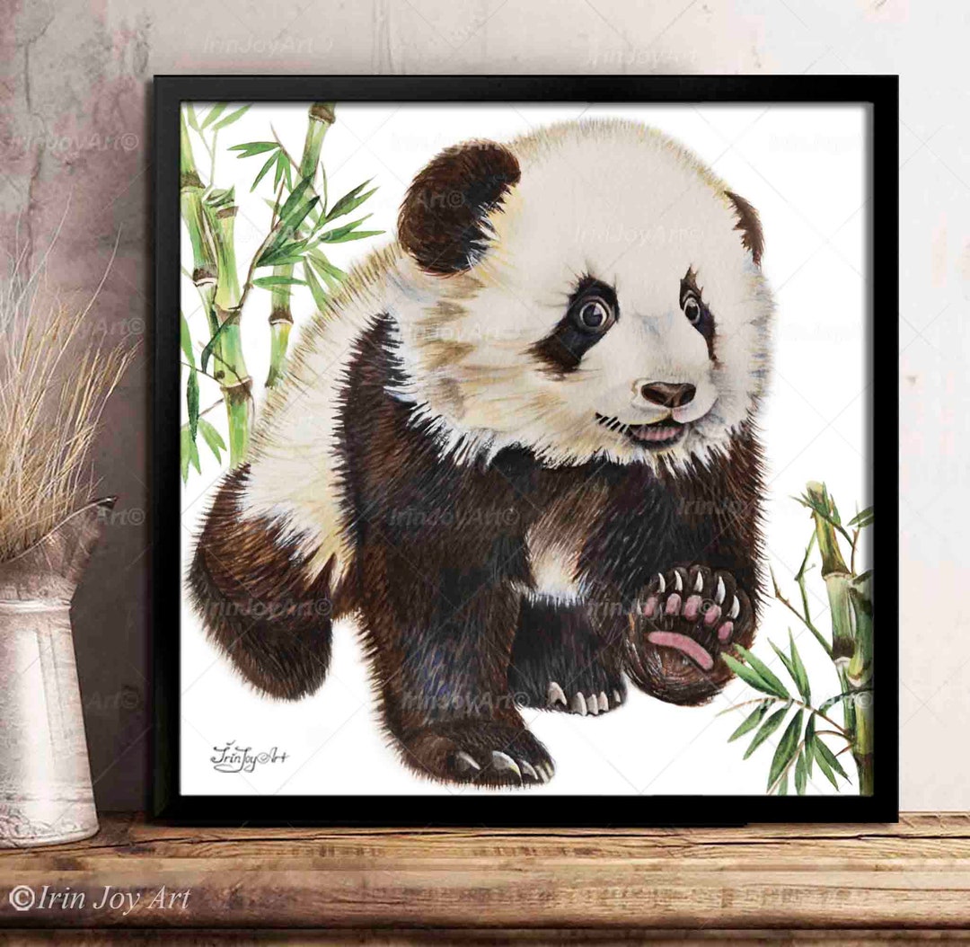 Panda Poster Bear Artwork Animal Bamboo Wall Art Print Canvas Cute ...