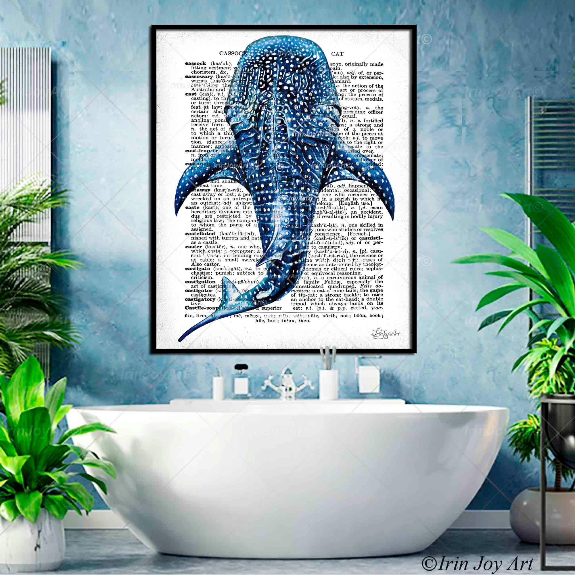 Whale Shark Vintage Wall Art Print Sea Life Hotel Wall Decor Marine ...