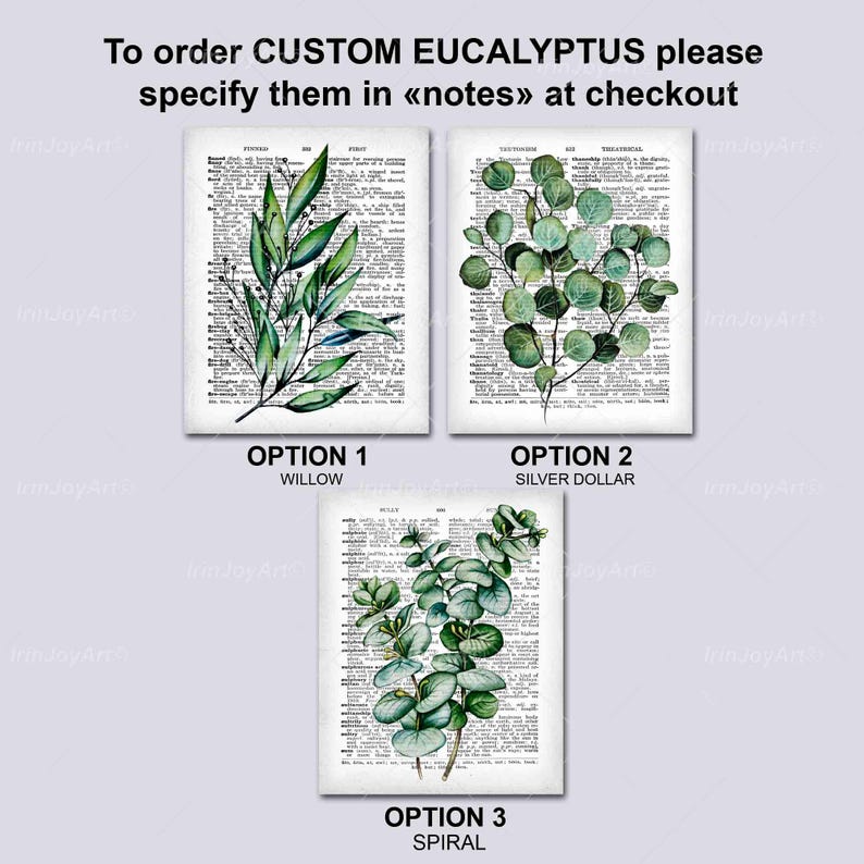 Green Abstract Eucalyptus Plant Art Print Set 2 3 4, Dictionary Old ...