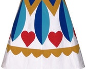 hex sign skirt - hearts - pennsylvania dutch folk art inspired hand screen print