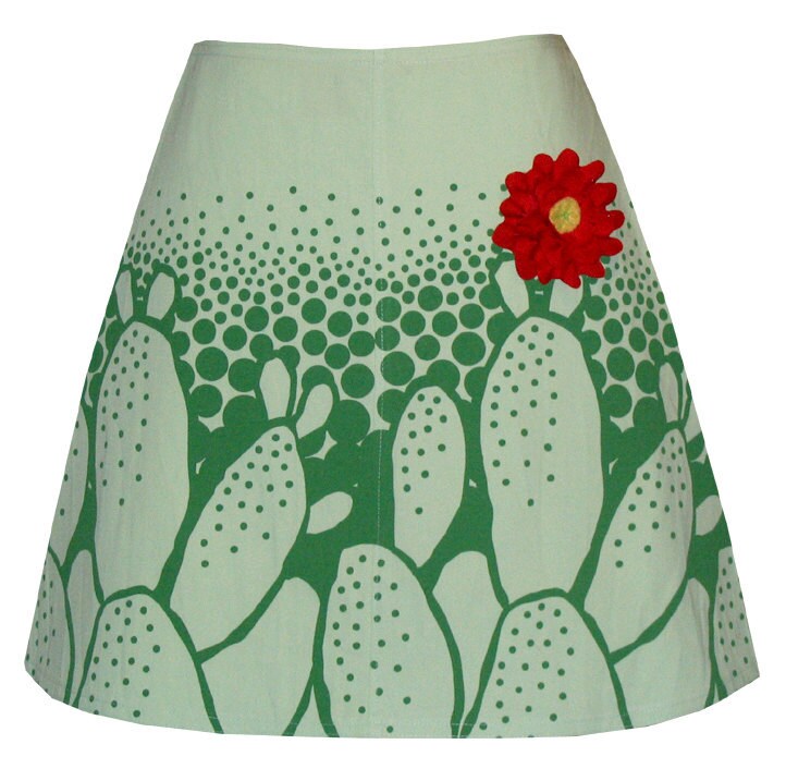cactus flower skirt light green and dark green graphic Etsy
