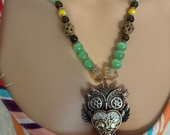 Steampunk Owl Pendant Necklace