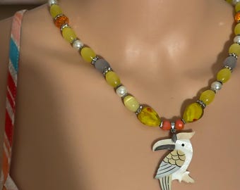 Perlen Halskette, Tropisches Vogelparadies Anhänger