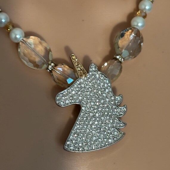 Beaded Necklace, Unicorn Pendant Necklace