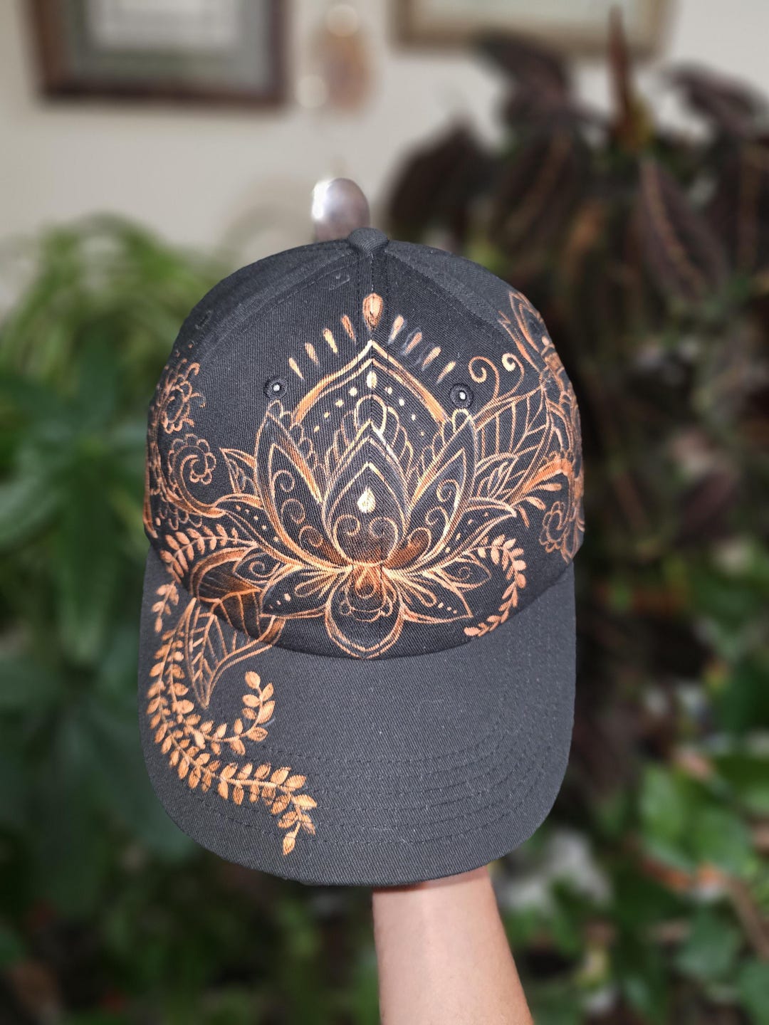 One of a Kind Bleach Handpainted Henna Mandala Hat Baseball Cap - Etsy