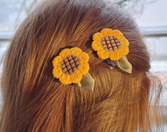 2er Set Haarspangen Sonnenblumen, Haarschleife, Haarclips, Haarpin, Chignon