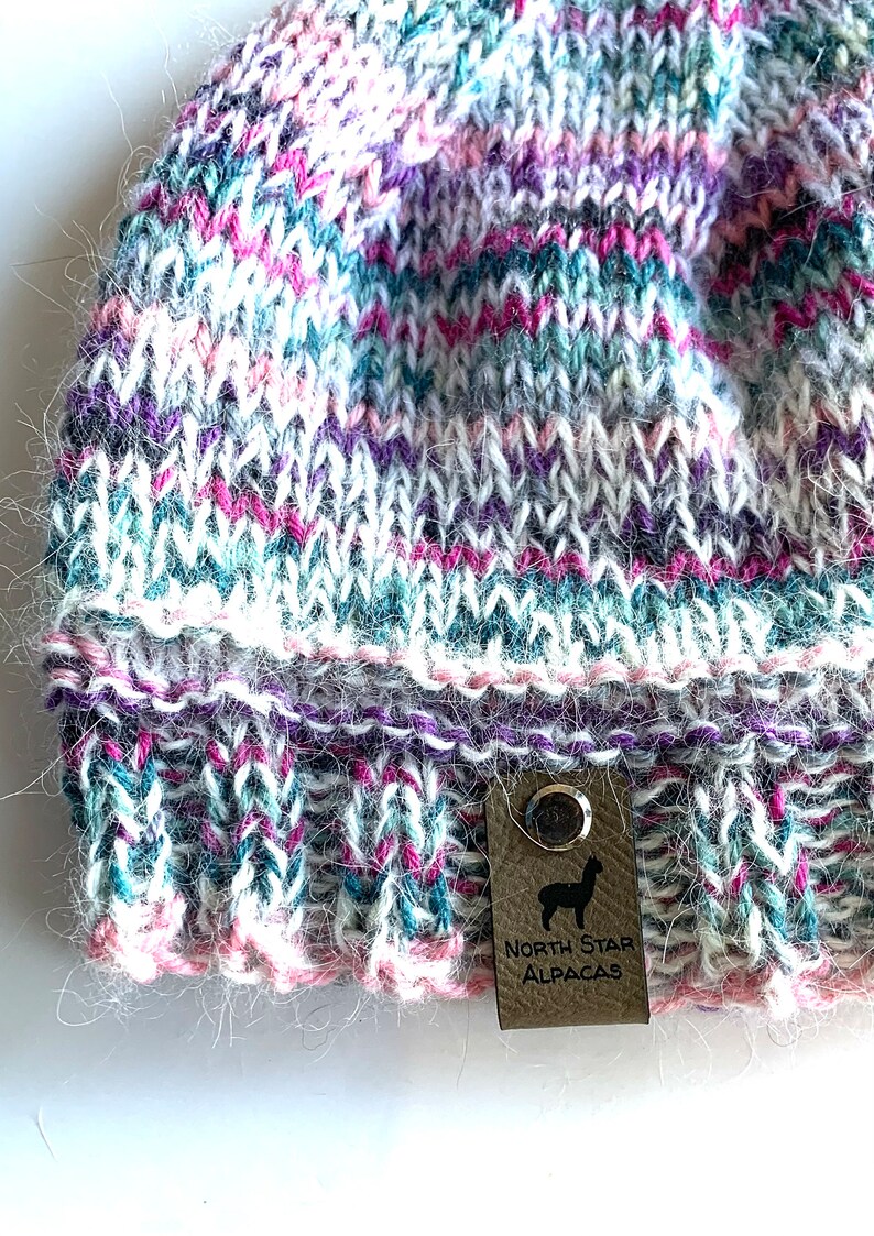 Small to Medium Handknit Wool / Mohair / Angora Beanie image 8