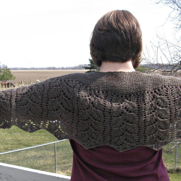 Handknit Brown Wool Shawl, Scarf. Stole, Wrap for Women