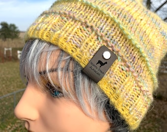 Hand knit Merino and Mohair Hat, Unisex