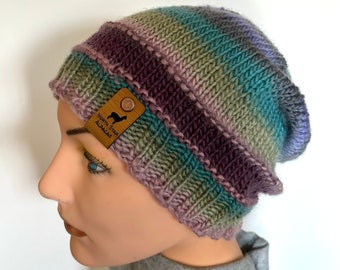 Striped Knit Beanie for Men Women and Teens