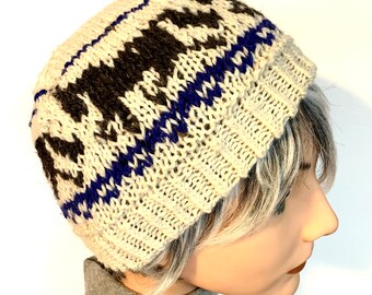 Knit FairIsle Alpaca Horse Hat Small to Medium