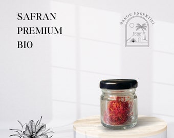 Safran Premium Bio - 1g - Épice Culinaire - Récolte Manuelle - 100% Pur - Sans Additif - Arôme Intense - Culture Biologique Certifiée