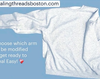 Shoulder Surgery Crewneck Sweatshirt: Post Surgery Recovery sweatshirt with discreet modifications for easy dressing after shoulder surgery