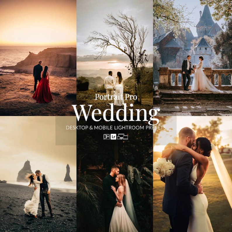 Wedding Lightroom Presets Portrait Pro - One Click Edit, Bright Elegant ...