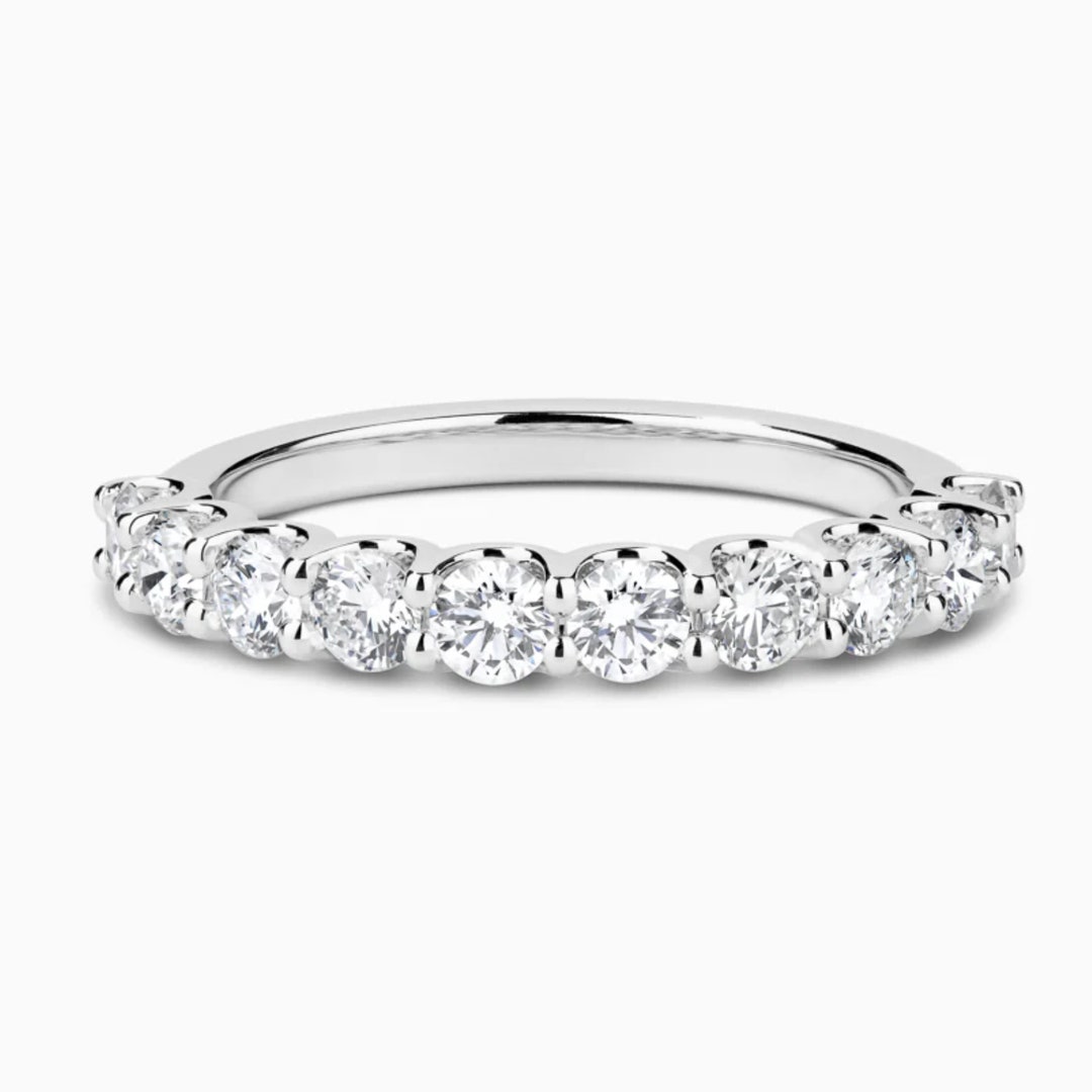 14K White Gold Half Eternity Band: Lab Grown Diamond Wedding Ring - Etsy