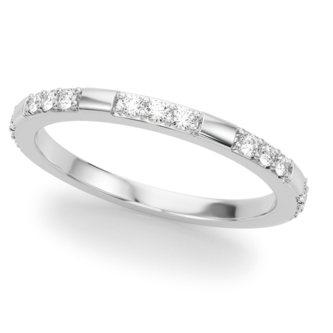 Lab Grown Diamond Wedding Band: 14K White Gold Pave Set Half Eternity ...