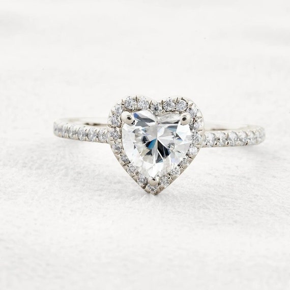 Size 3-13 Love Heart 1ct Cz Women Engagement Wedding White