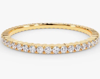 Lab Grown Diamond Eternity Wedding Band: 14K Yellow Gold Ring