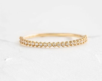 Lab Grown Diamond Wedding Band: 14K Yellow Gold Pave Eternity Ring