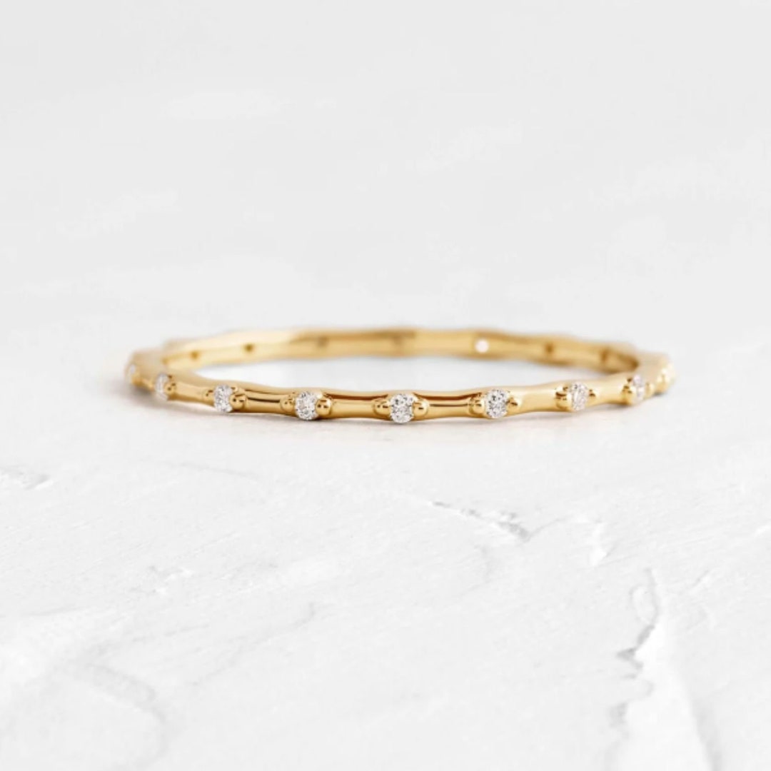 14K Gold Lab Grown Diamond Eternity Band: Prong Set Wedding Ring - Etsy