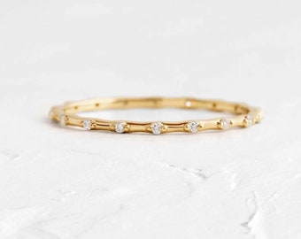14K Gold Lab Grown Diamond Eternity Band: Prong Set Wedding Ring