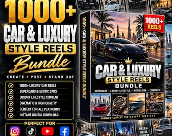 1000+ Car & Luxury Reels Bundle, Supercar Videos, Luxury Lifestyle Content, Exotic Car Reels, Instagram TikTok YouTube Shorts