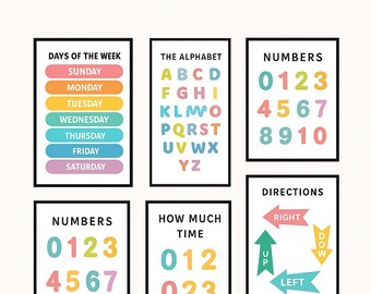 Educational Posters for Kids: ABC, Numbers, Colors, Shapes (digital ...
