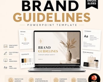 Modern Brand Guidelines PowerPoint Template | Corporate Identity Brand Book (PPTX)