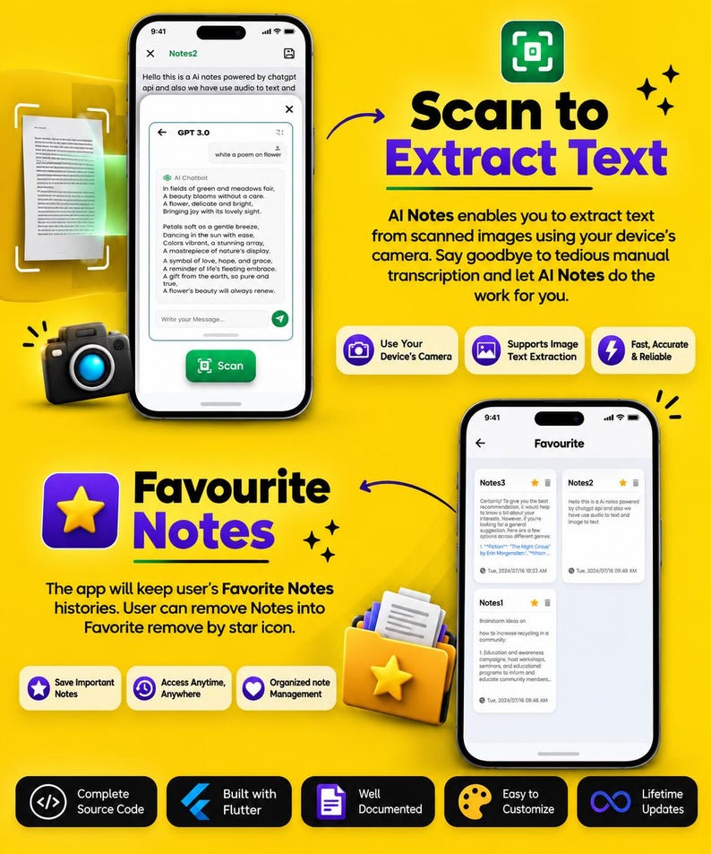 AI Notes Flutter-app broncode, AI-chatbot-app, GPT-4o-app, AdMob afbeelding 6