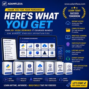 May include: An advertisement for an IT courses bundle. The image shows a laptop, tablet, and smartphone with course topics such as Python, Data Science, and Cloud Computing. Text includes "Learn Today, Succeed Tomorrow" and "Build Skills That Pay Forever!"