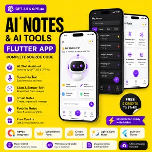 AI Notes Flutter-app broncode, AI-chatbot-app, GPT-4o-app, AdMob afbeelding 2