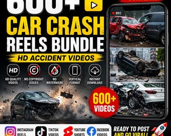 600+ Car Crash Reels Bundle | Viral Accident Videos | HD Vertical Shorts | Social Media Content Pack | TikTok Reels Bundle