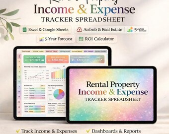 Rental Property Income Expense Tracker | Airbnb Real Estate Finance Spreadsheet