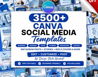 3500+ Canva Social Media Templates Bundle | Editable Instagram Posts (PLR)