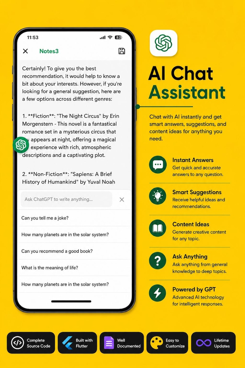 AI Notes Flutter-app broncode, AI-chatbot-app, GPT-4o-app, AdMob afbeelding 10