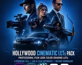 Hollywood Cinematic LUTs Pack | Professional Film Look Color Grading (Digital Download)