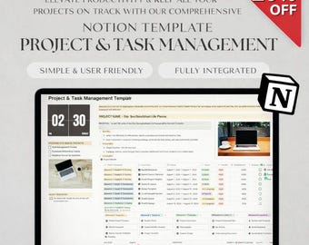 Notion Project Planner | Minimalist Task Management Dashboard (Digital Download