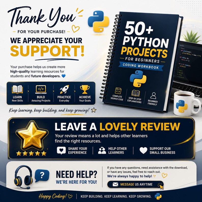 Más de 50 proyectos de Python para principiantes / Cuaderno de ejercicios de programación en Python con código fuente / Aprende Python creando proyectos reales / Práctica de programación imagen 7
