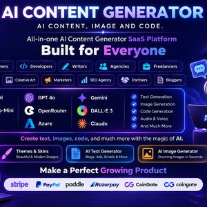 All in One AI SaaS Source Code, AI Content Generator, Chatbot, Image Video Voice Tools, White Label SaaS Platform