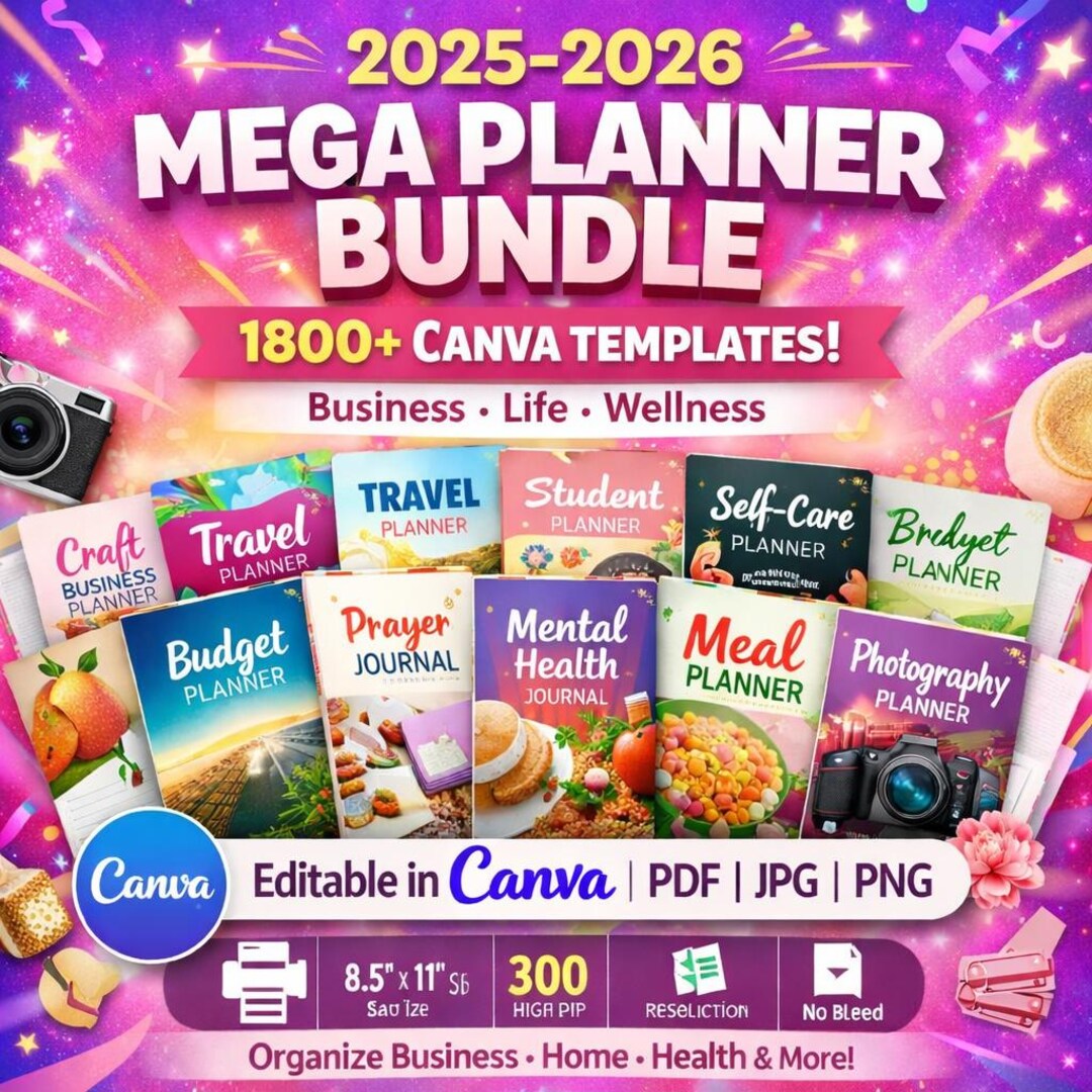 2025-2026 Mega Planner Bundle – 1800+ Canva Templates (digital Download ...